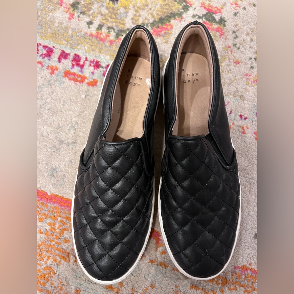 A New Day Women's Black Leather Loafers Size 8.5